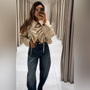 Zara Ruffled cropped trench coat XS/S